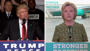 Donald Trump Hillary Clinton Split screen